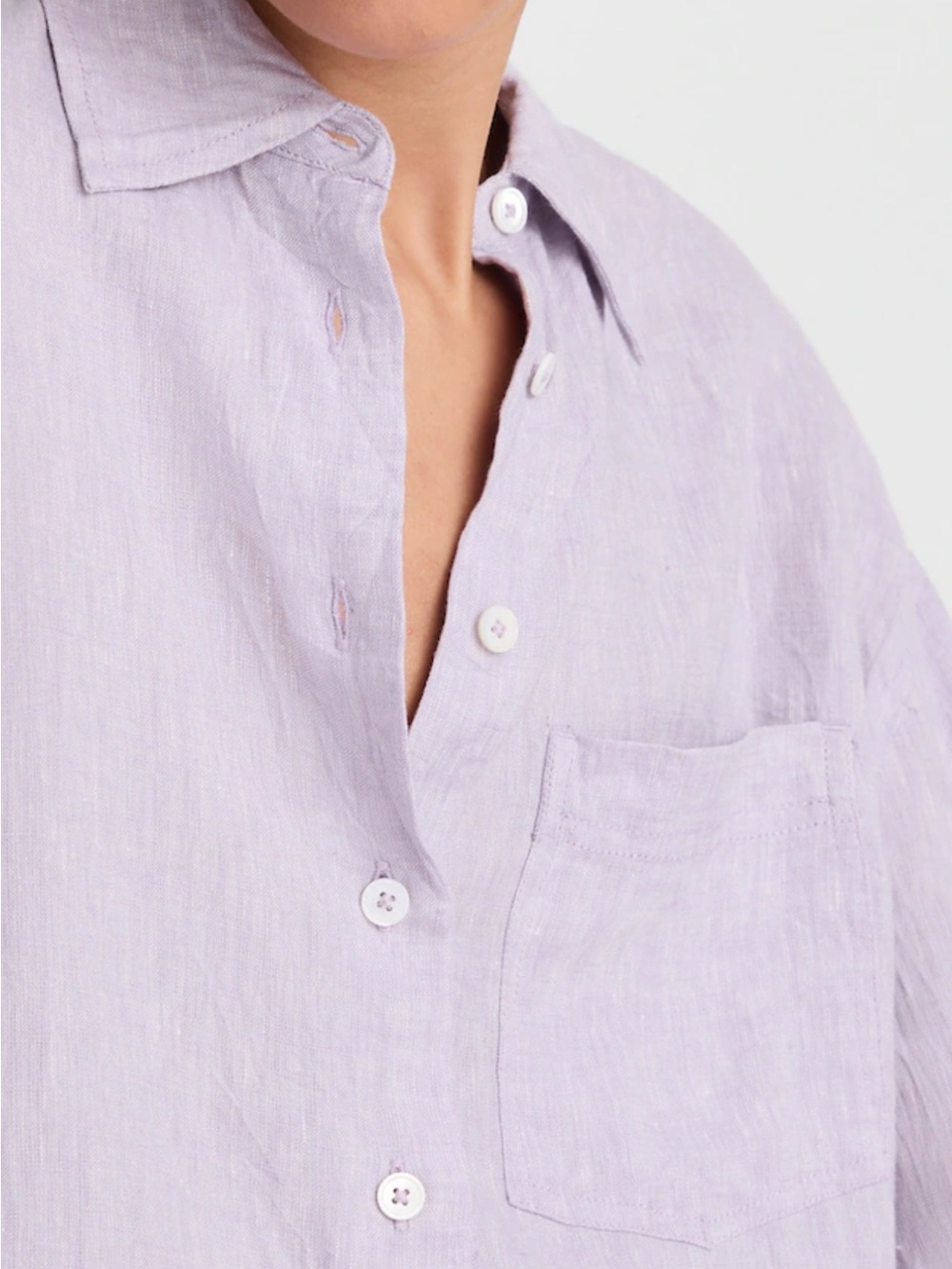 Madewell The Easy Shirt 100% Linen NWT Size Small Lilac Chambray - Picture 7 of 8